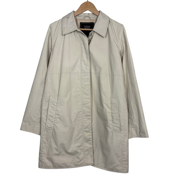 Coach Jacket Trench Hidden Button Collar Khaki Casual Resistant Camel Coat - L - Picture 1 of 9